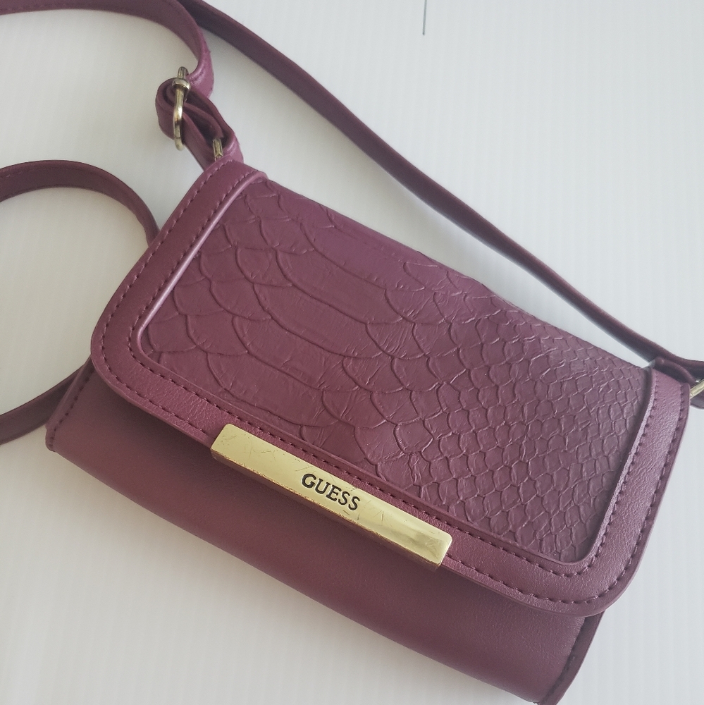 GUESS Plum Textured Crossbody Bag